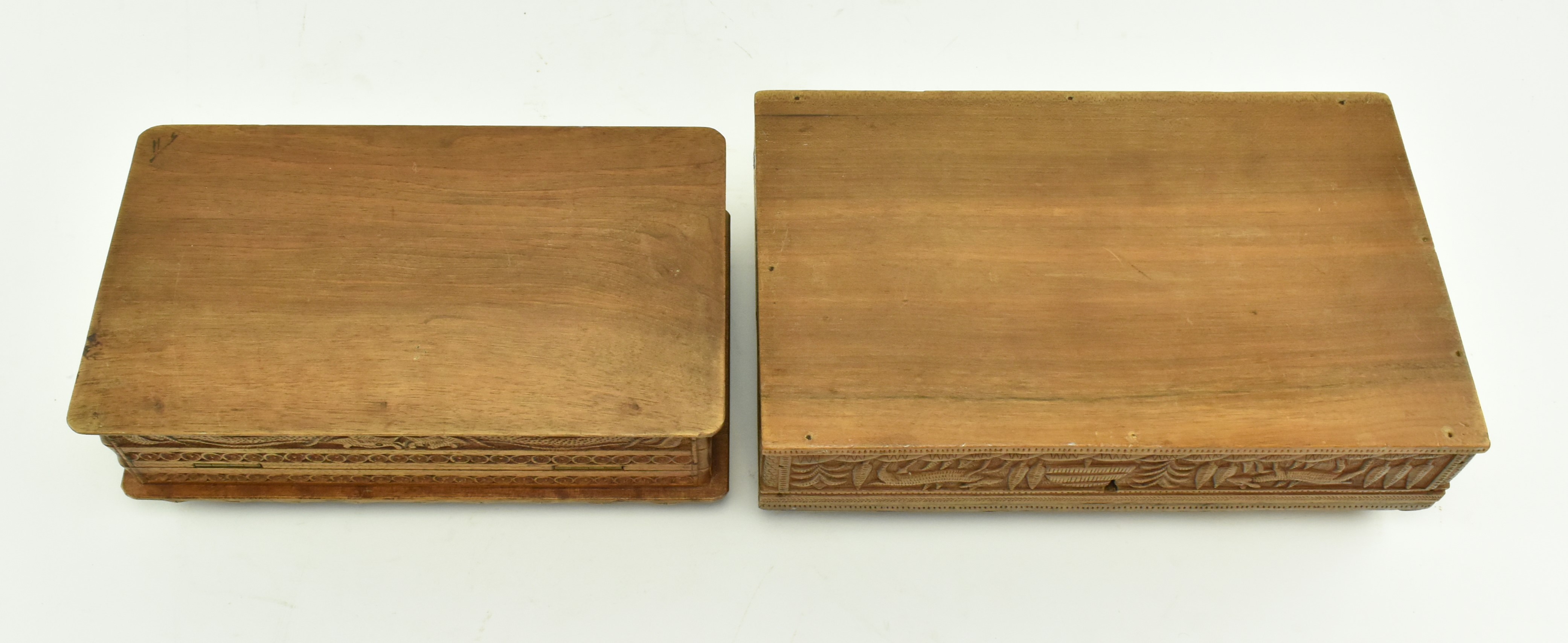 TWO HAND CARVED WOODEN BOXES - Image 10 of 10