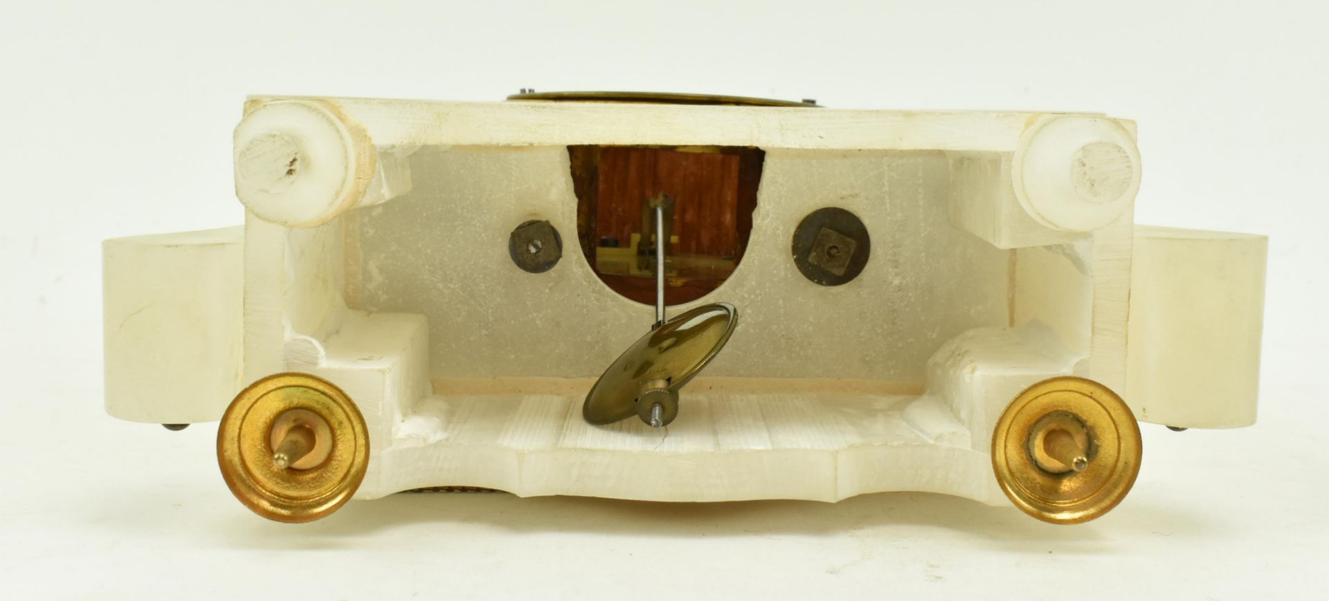 CONTINENTAL GILT METAL & ALABASTER MANTLE CLOCK - Image 9 of 9