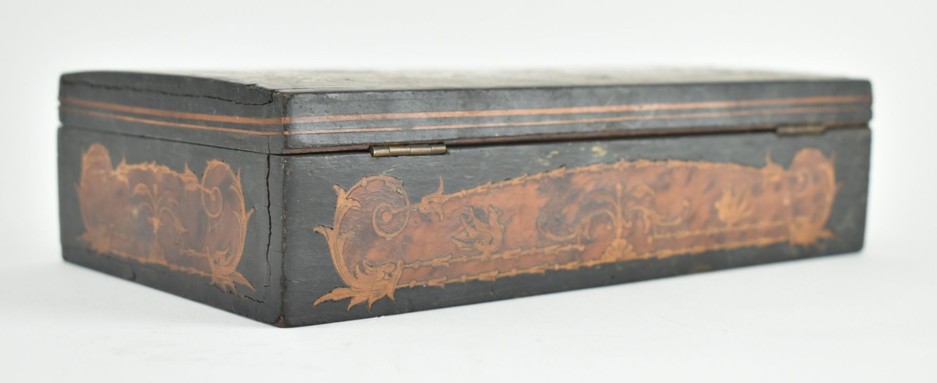 20TH CENTURY EUROPEAN MARQUETRY INLAID WOODEN JEWELRY BOX - Image 5 of 7