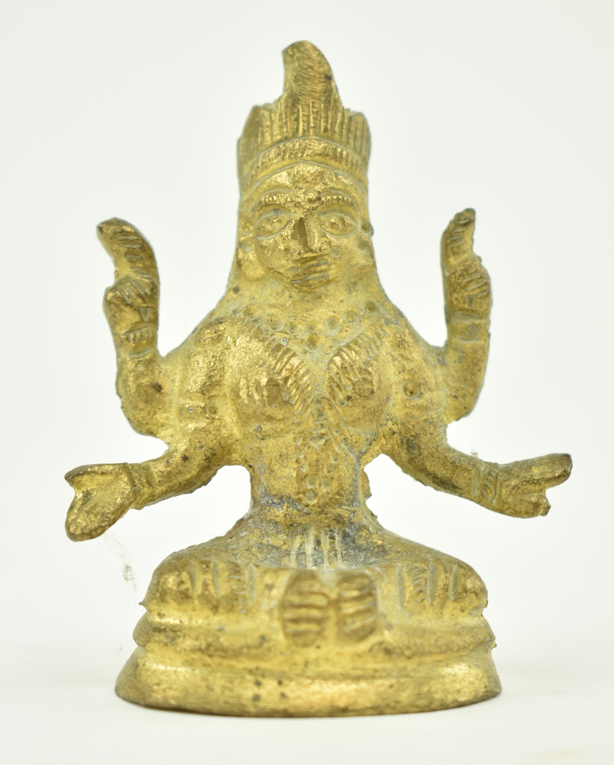 TWO 20TH CENTURY INDIAN BRASS MINIATURES OF SEATED TARA - Image 3 of 6