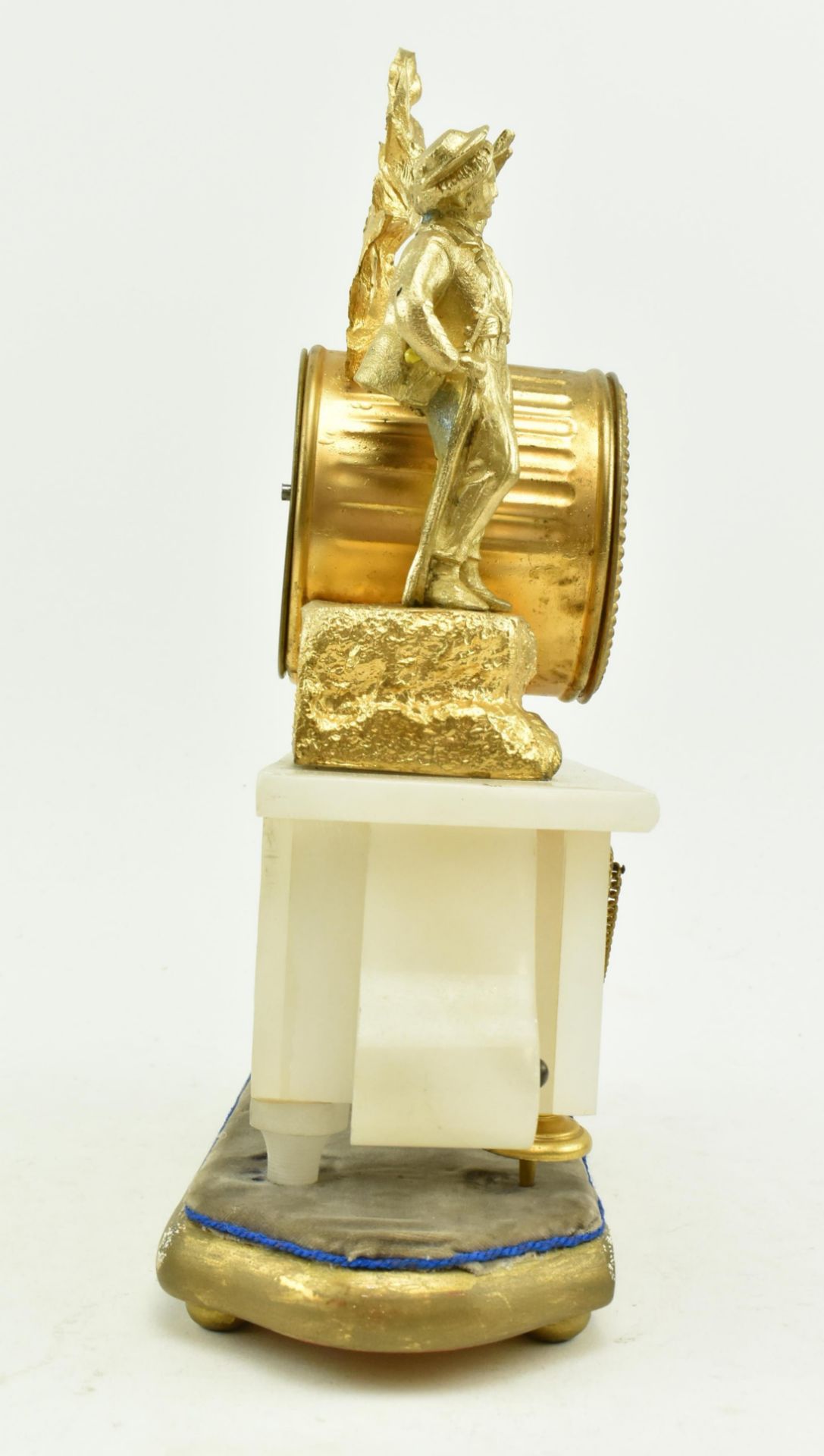 CONTINENTAL GILT METAL & ALABASTER MANTLE CLOCK - Image 6 of 9