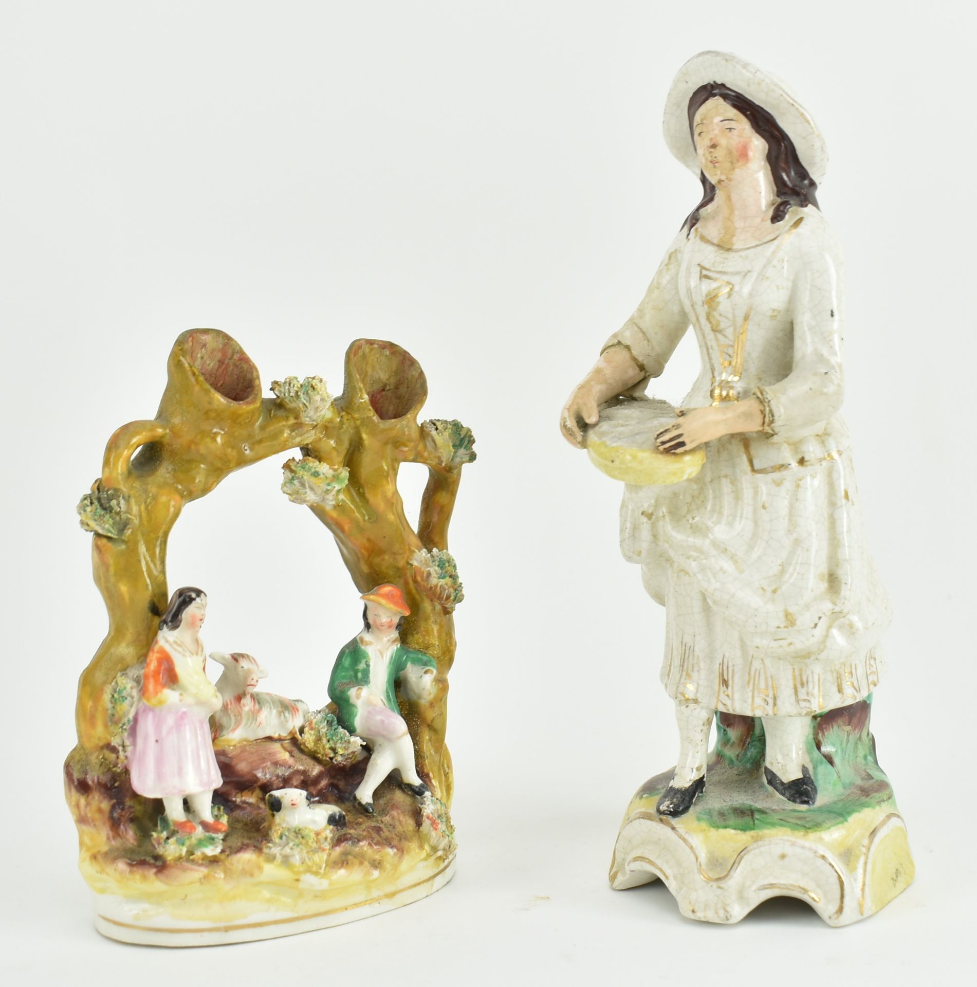 COLLECTION OF FIVE STAFFORDSHIRE SPILL VASES AND FIGURINES - Image 5 of 13