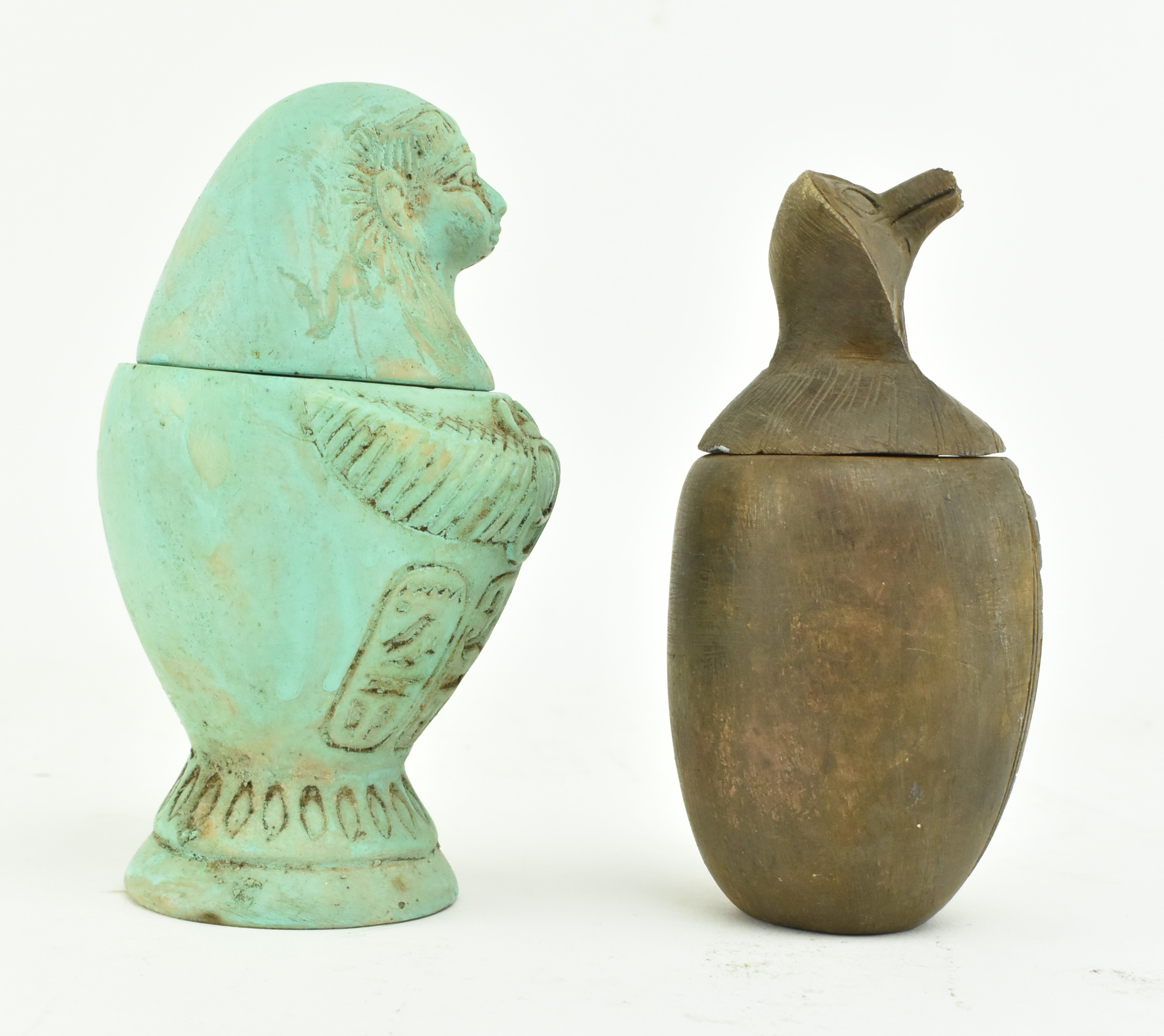 TWO EGYPTIAN CANOPIC FIGURAL JARS - Image 3 of 7