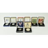 EIGHT ROYAL MINT COMMEMORATIVE COINS, CASED & W CERTIFICATES