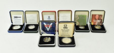 EIGHT ROYAL MINT COMMEMORATIVE COINS, CASED & W CERTIFICATES