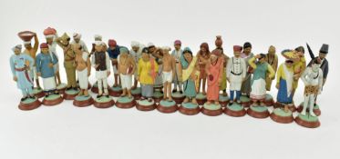 COLLECTION OF 28 INDIAN CLAY TERRACOTTA OVER WIRE FIGURINES