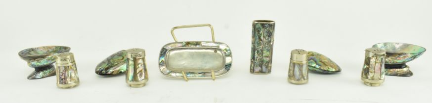 COLLECTION OF VINTAGE ABALONE ITEMS, INCL. SALT & PEPPER SHAKERS
