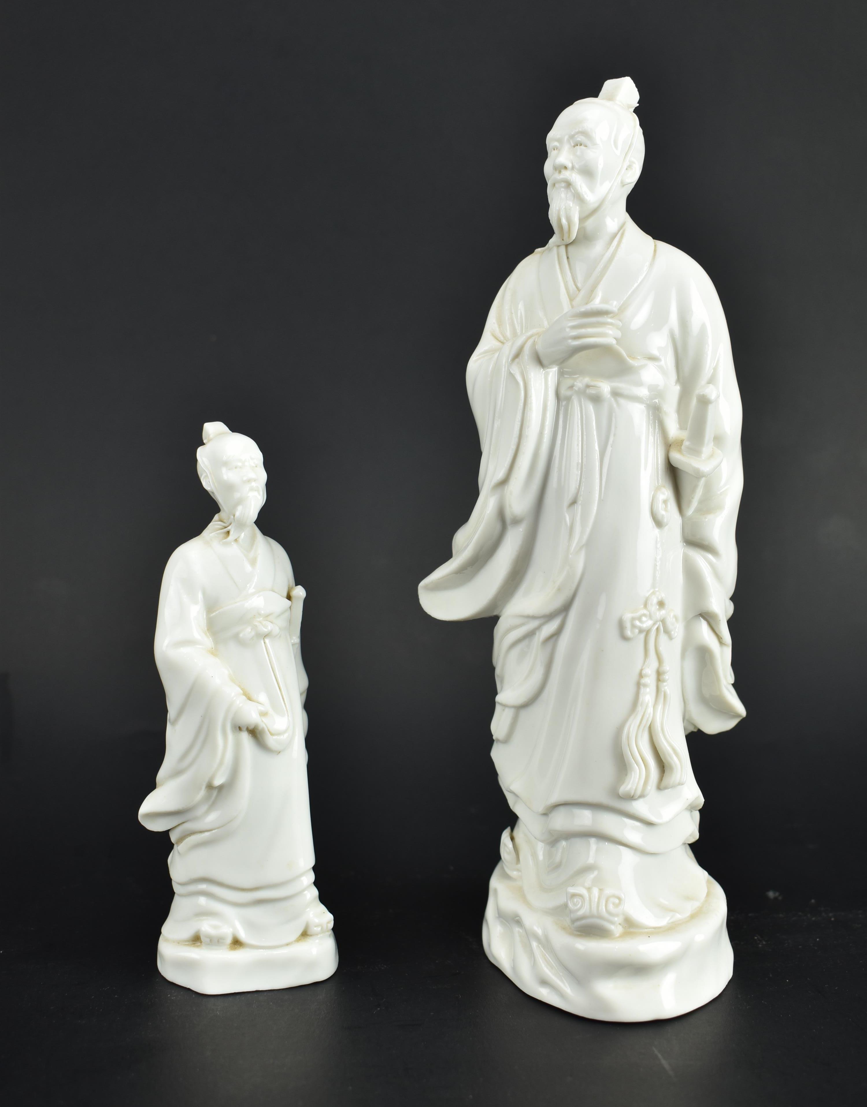 TWO 20TH CENTURY VINTAGE PORCELAIN BLANC DE CHINE FIGURES