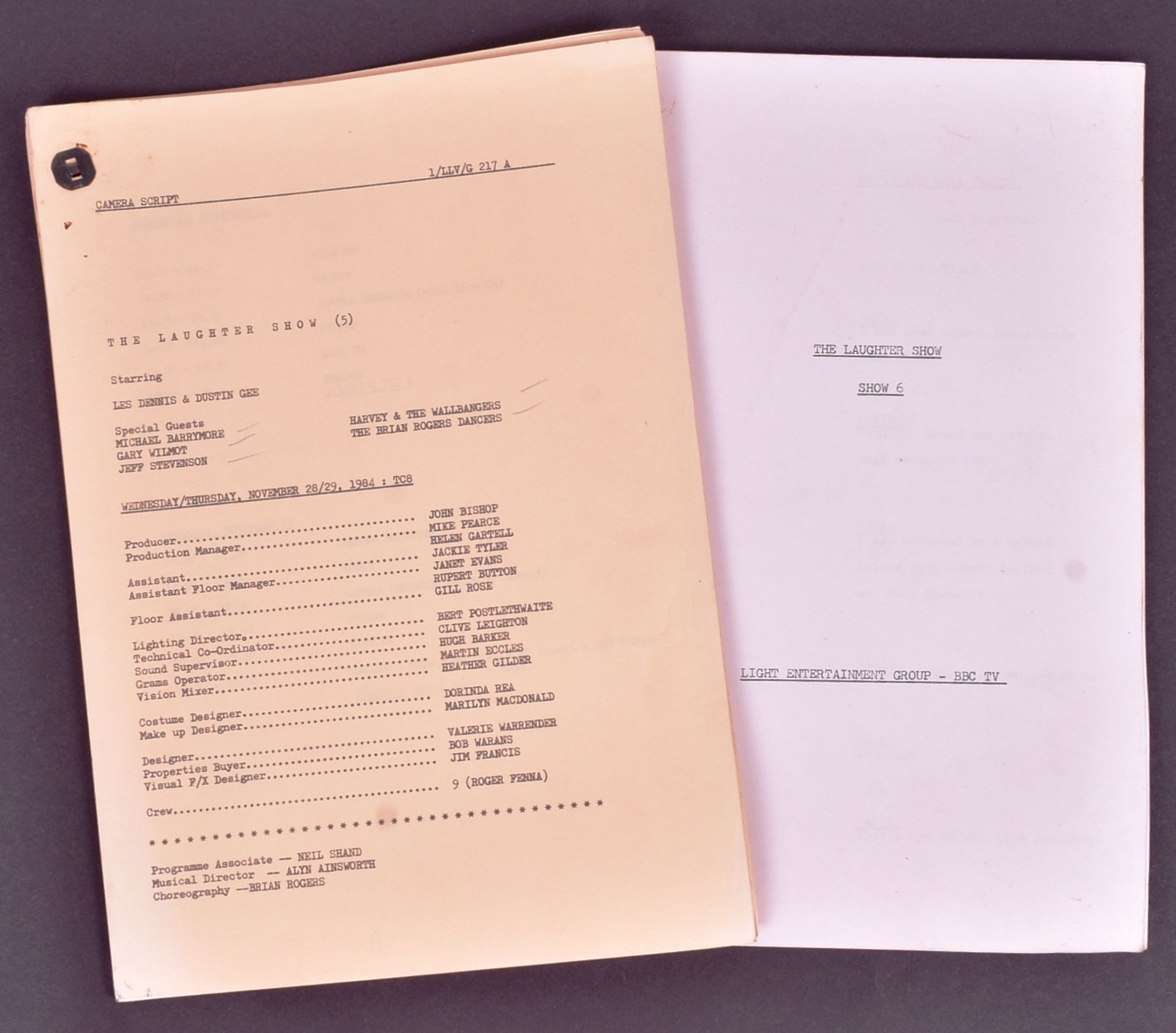 THE LAUGHTER SHOW (LES DENNIS & DUSTIN GEE) - ORIGINAL SCRIPTS