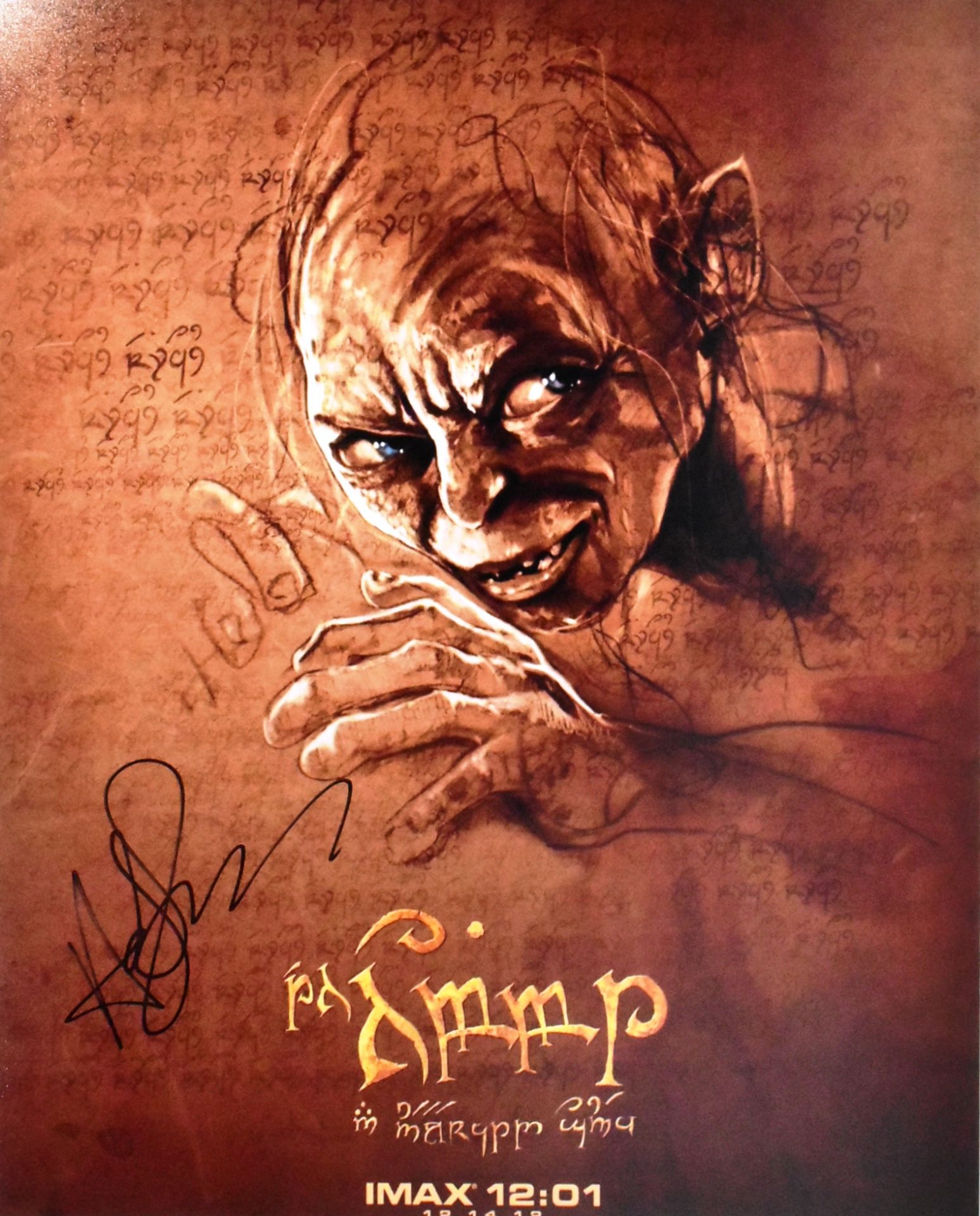 ANDY SERKIS - LORD OF THE RINGS - SIGNED 8X10" PHOTO - AFTAL