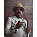 SIR DAVID SUCHET - POIROT - AUTOGRAPHED 8X10" PHOTO - AFTAL