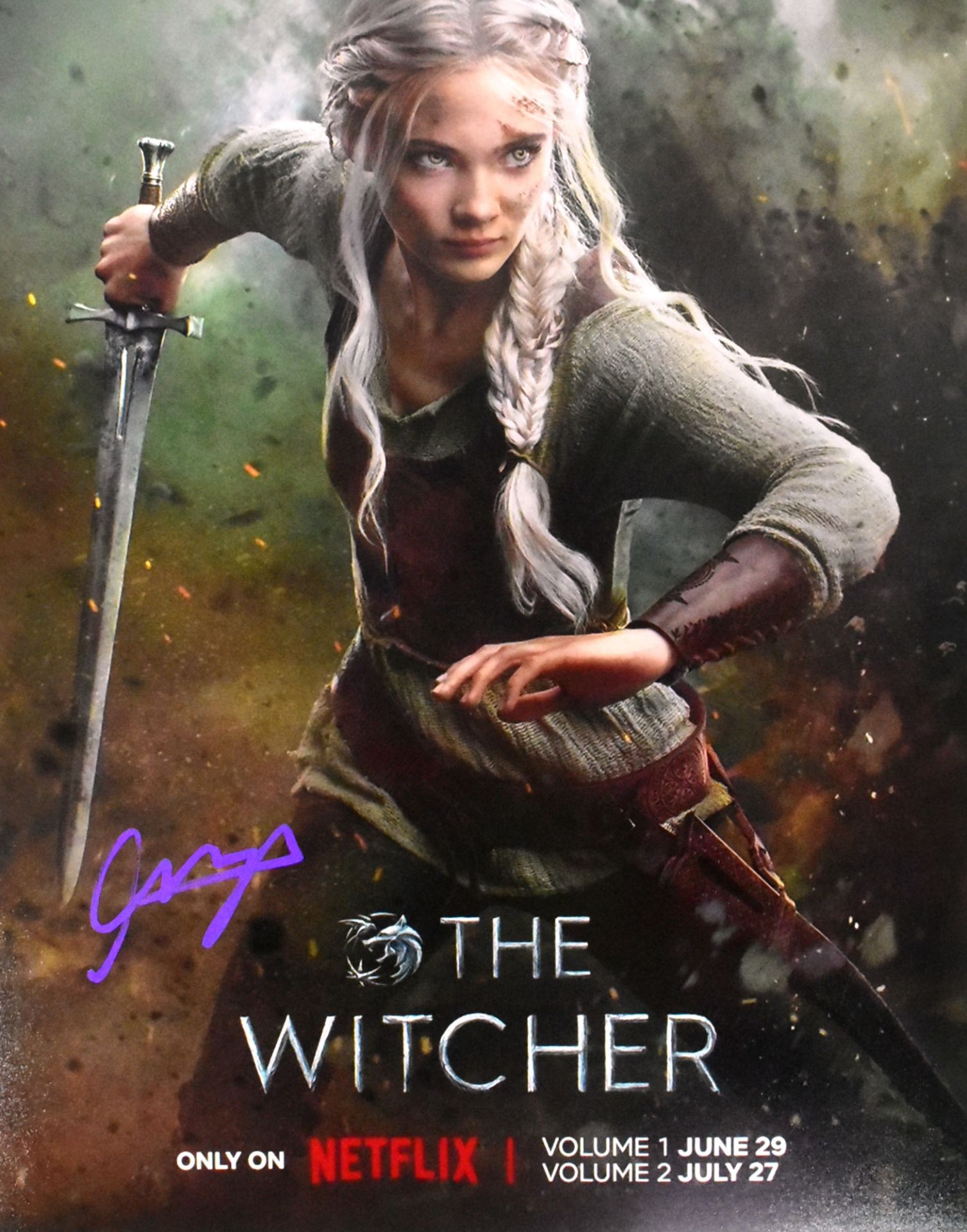FREYA ALLAN - THE WITCHER - SIGNED 8X10" PHOTO - AFTAL