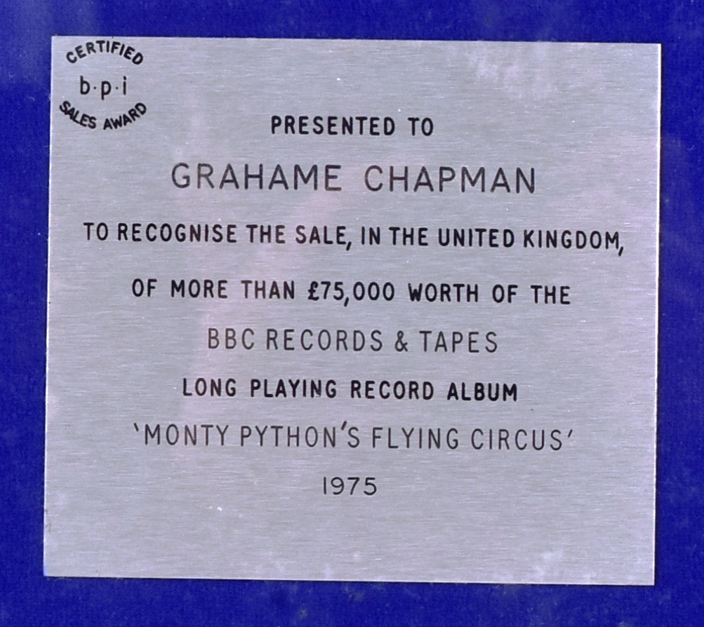 MONTY PYTHON'S FLYING CIRCUS - ORIGINAL SILVER DISC TO GRAHAM CHAPMAN - Image 3 of 5