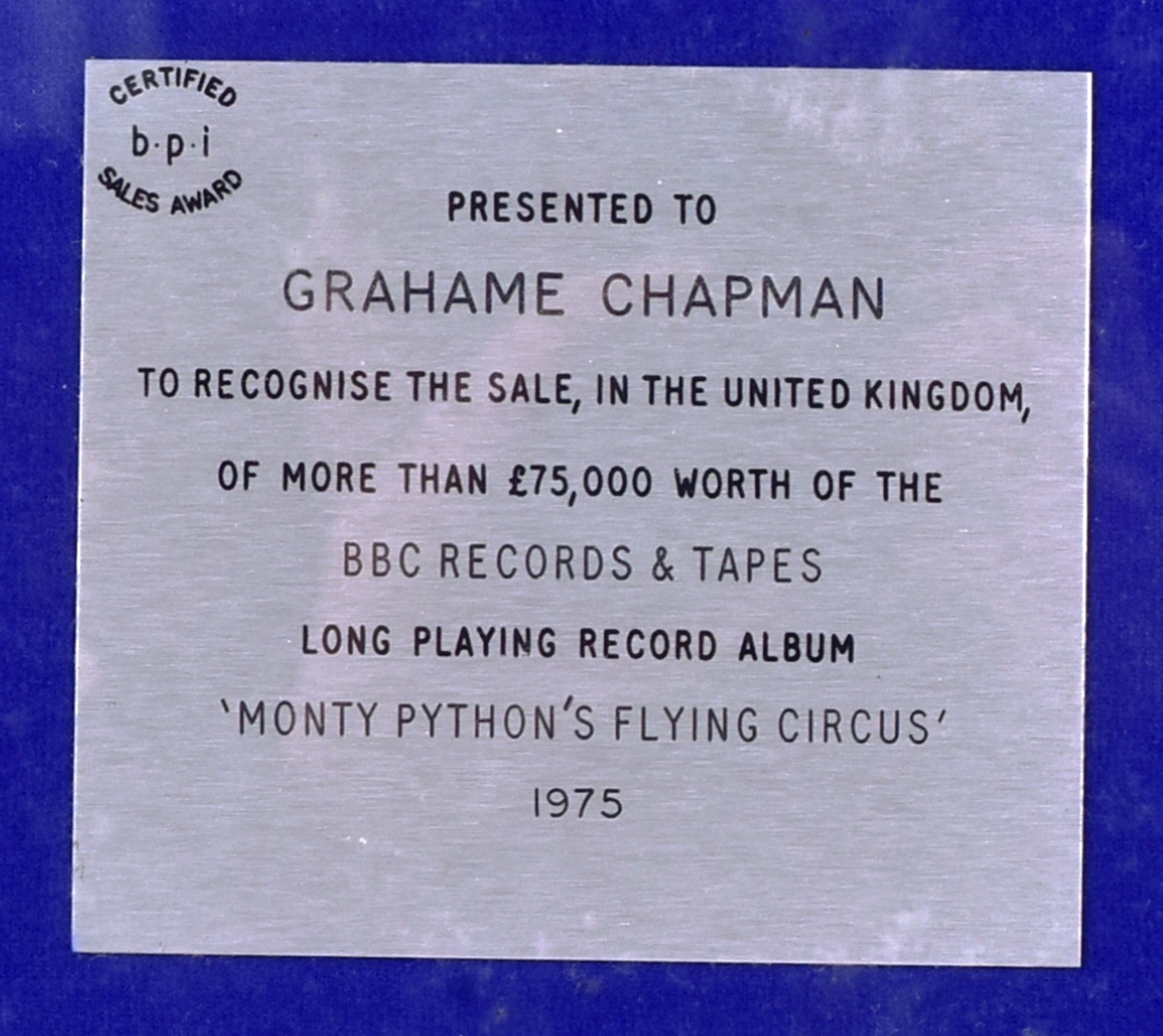 MONTY PYTHON'S FLYING CIRCUS - ORIGINAL SILVER DISC TO GRAHAM CHAPMAN - Bild 3 aus 5