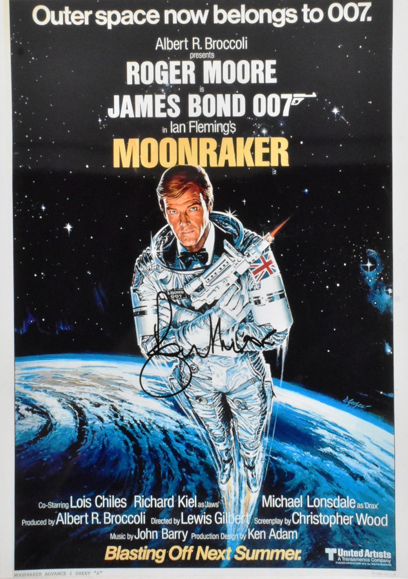 SIR ROGER MOORE - JAMES BOND 007 - SIGNED 16X12" POSTER