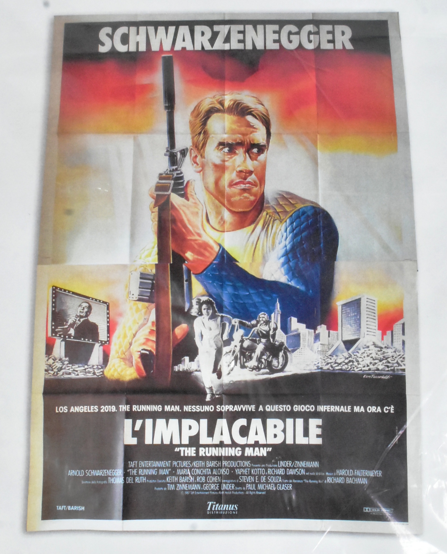 THE RUNNING MAN (1987) - ORIGINAL LARGE ITALIAN 4 SHEET POSTER