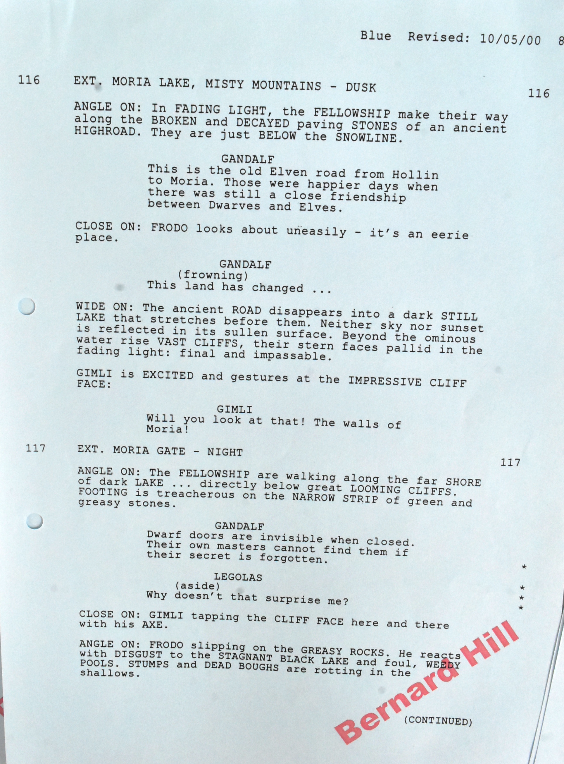 LORD OF THE RINGS - PRODUCTION SCRIPT EXTRACTS & PHOTO - Image 8 of 8
