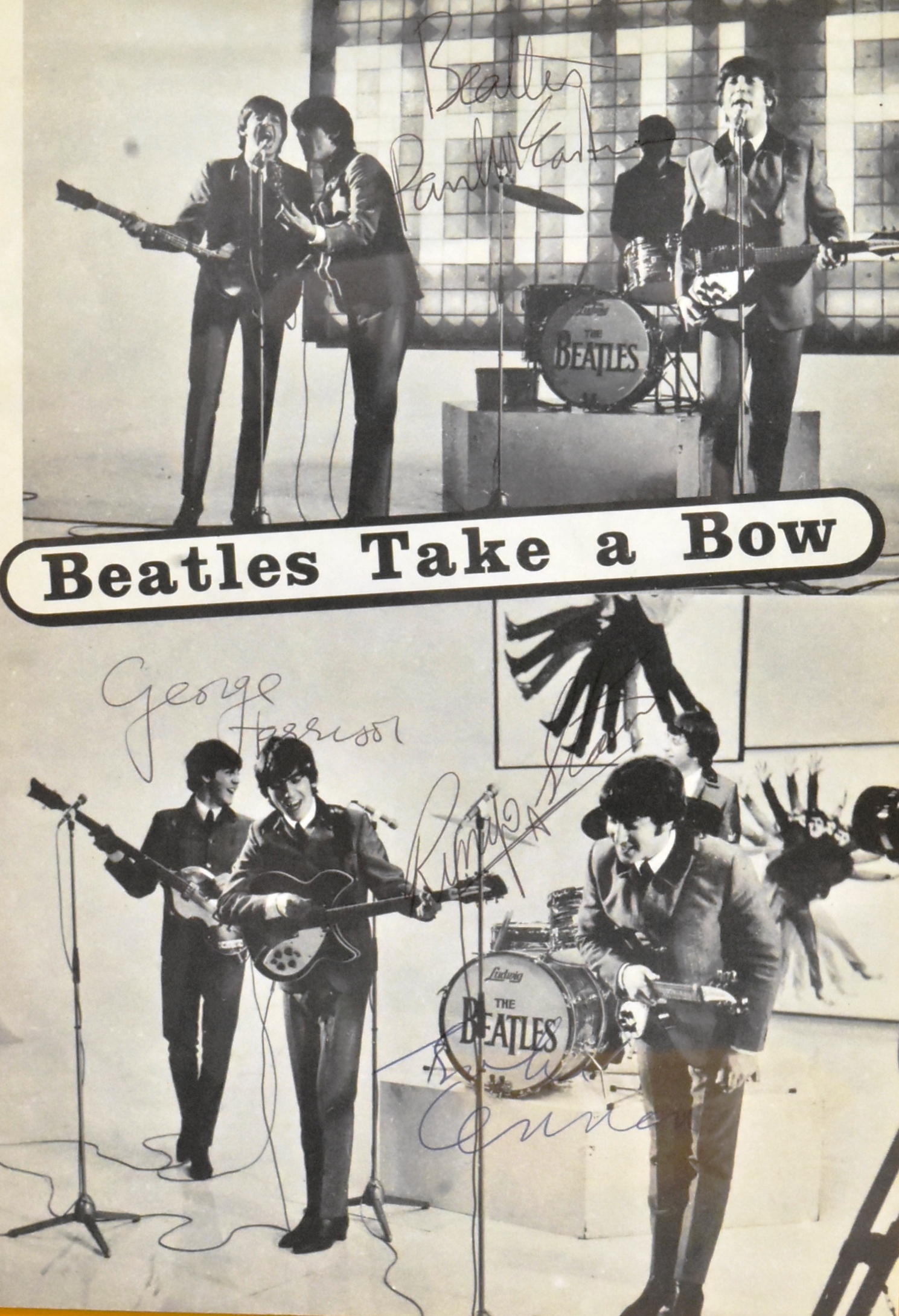THE BEATLES - MAGAZINE PAGE SIGNED BY ALL MEMBERS