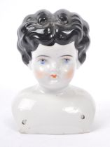 EARLY 20TH CENTURY DECO PORCELAIN HAND PAINTED DOLLS HEAD