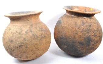 TWO VINTAGE 20TH CENTURY KENYAN CLAY WATER CISTERN POTS