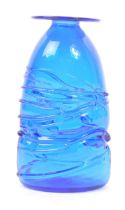NEIL WILKIN - 1980S STUDIO ART TEXTURE BLUE GLASS VASE