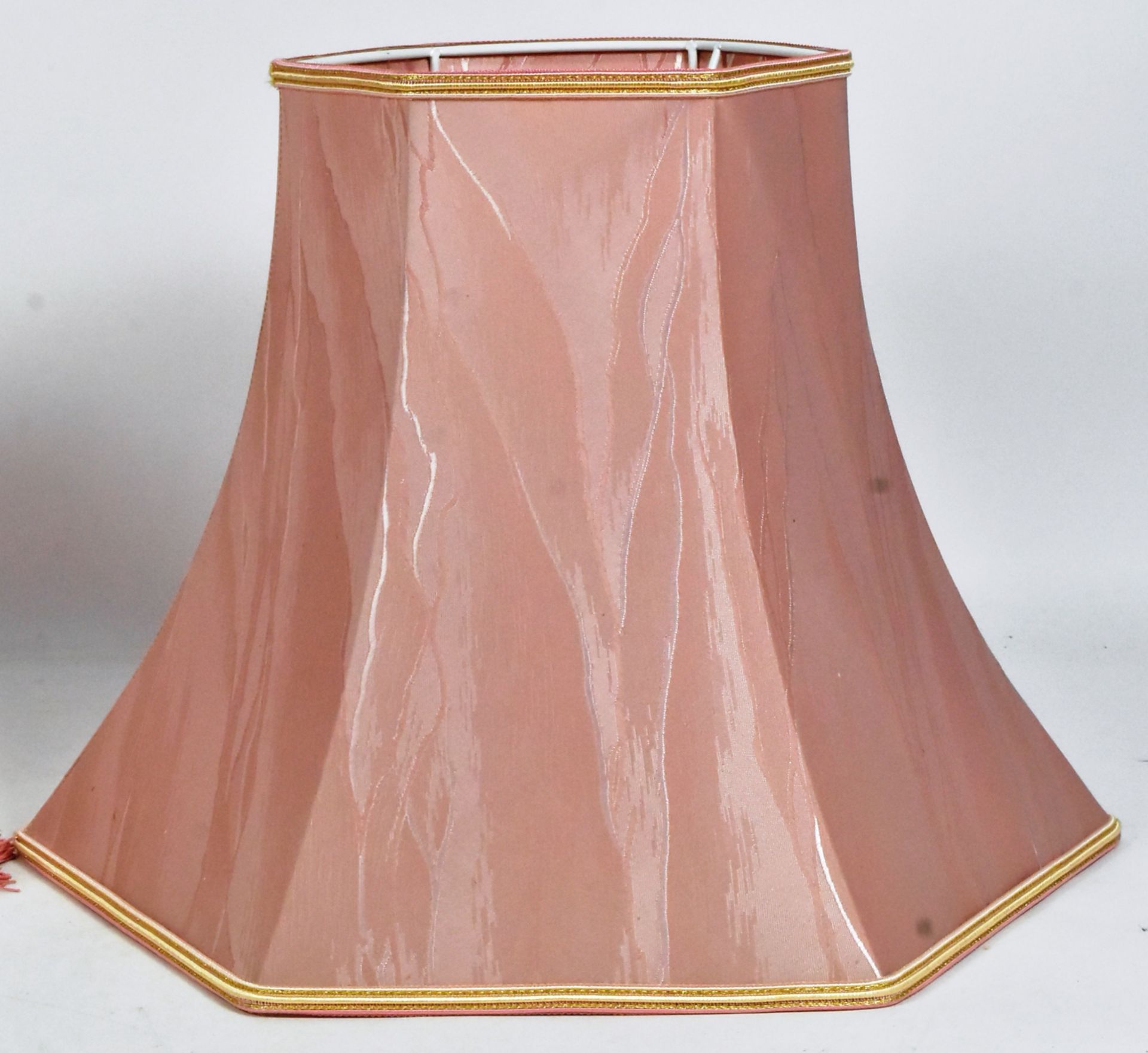 TWO LARGE VINTAGE PINK LAMP SHADES - Image 2 of 6