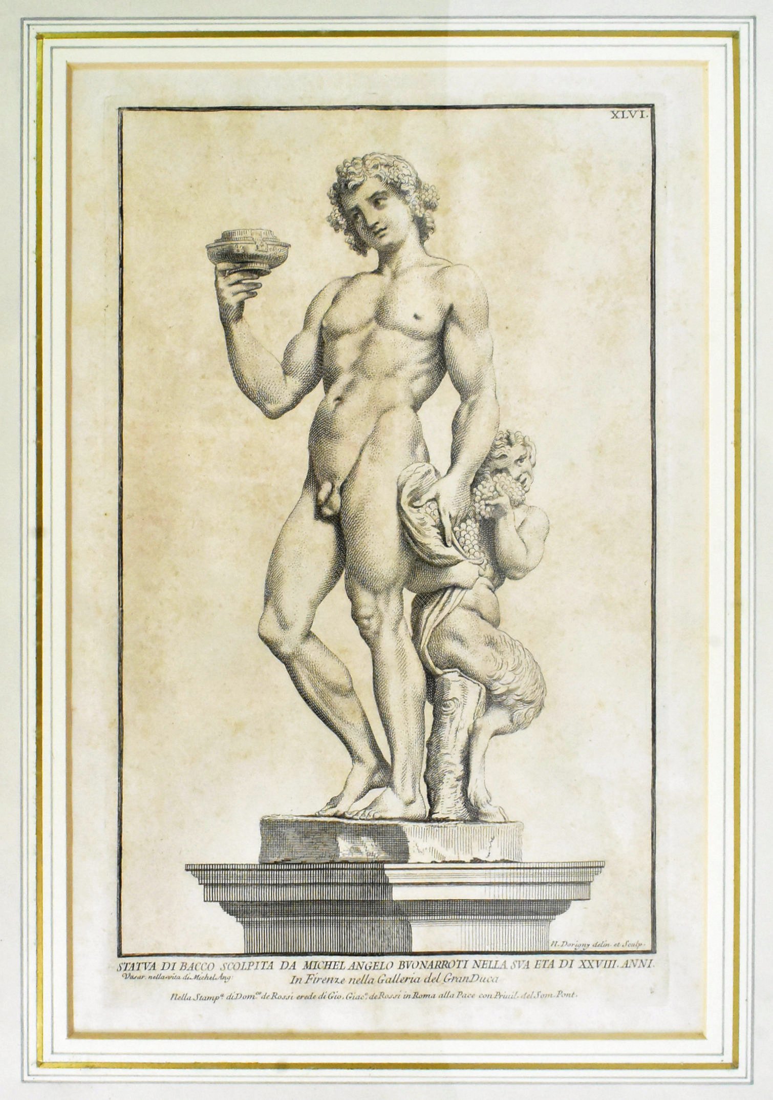 DORIGNY NICOLAS (1658 - 1746) - 'STATUE OF BACCHUS...' - ETCHING - Image 2 of 5