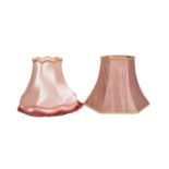 TWO LARGE VINTAGE PINK LAMP SHADES