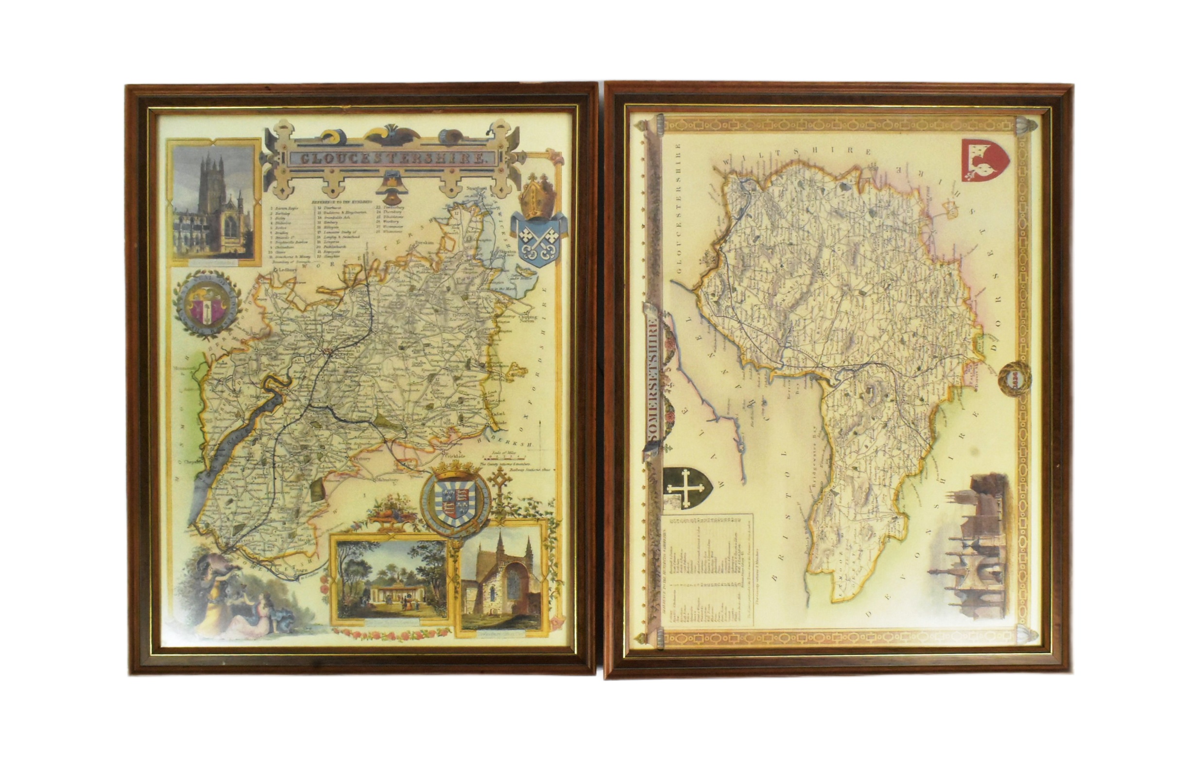 TWO VINTAGE FRAMED MAPS OF SOUTH-WEST INTEREST