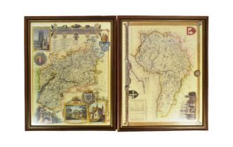 TWO VINTAGE FRAMED MAPS OF SOUTH-WEST INTEREST