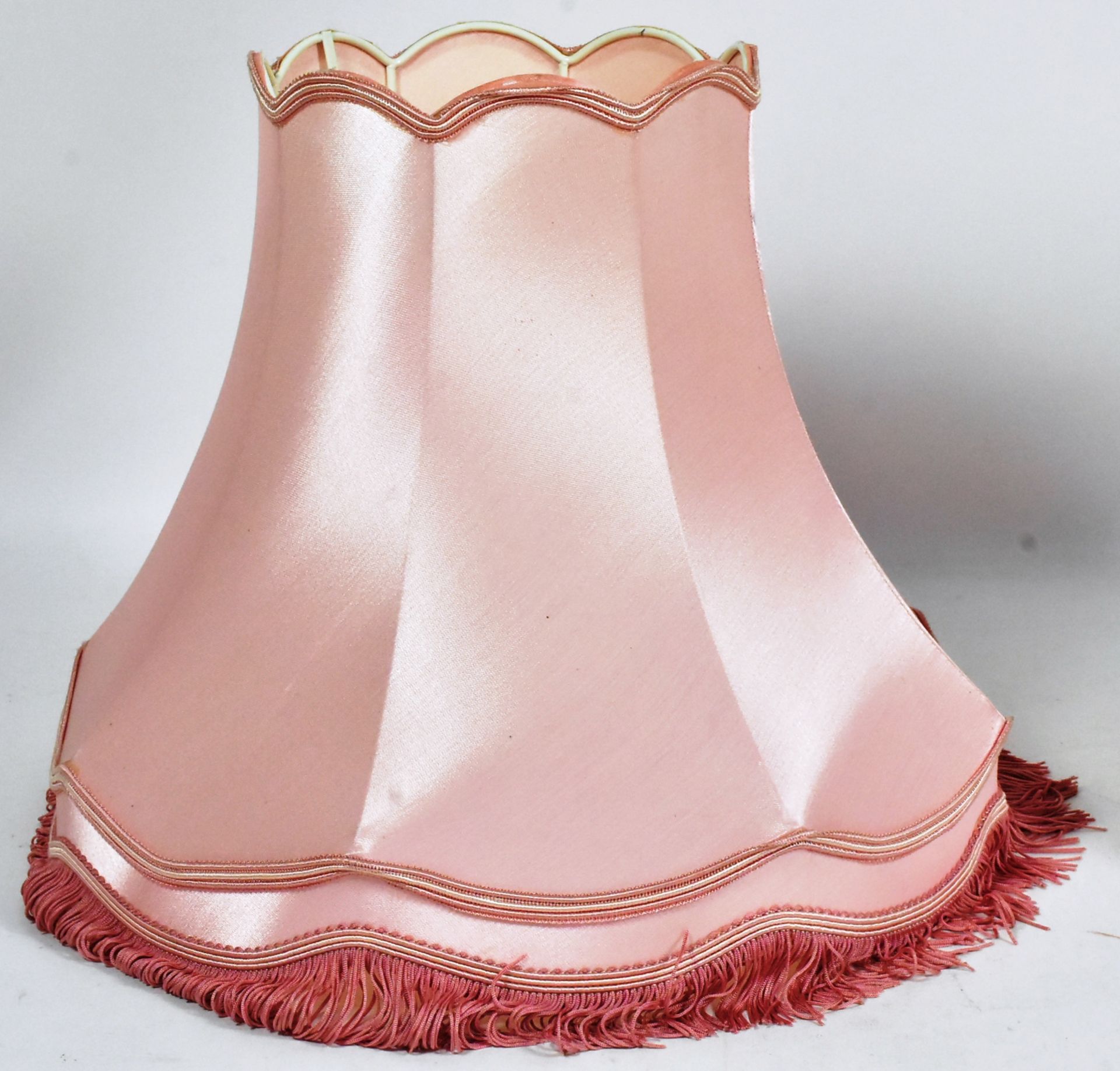 TWO LARGE VINTAGE PINK LAMP SHADES - Image 4 of 6