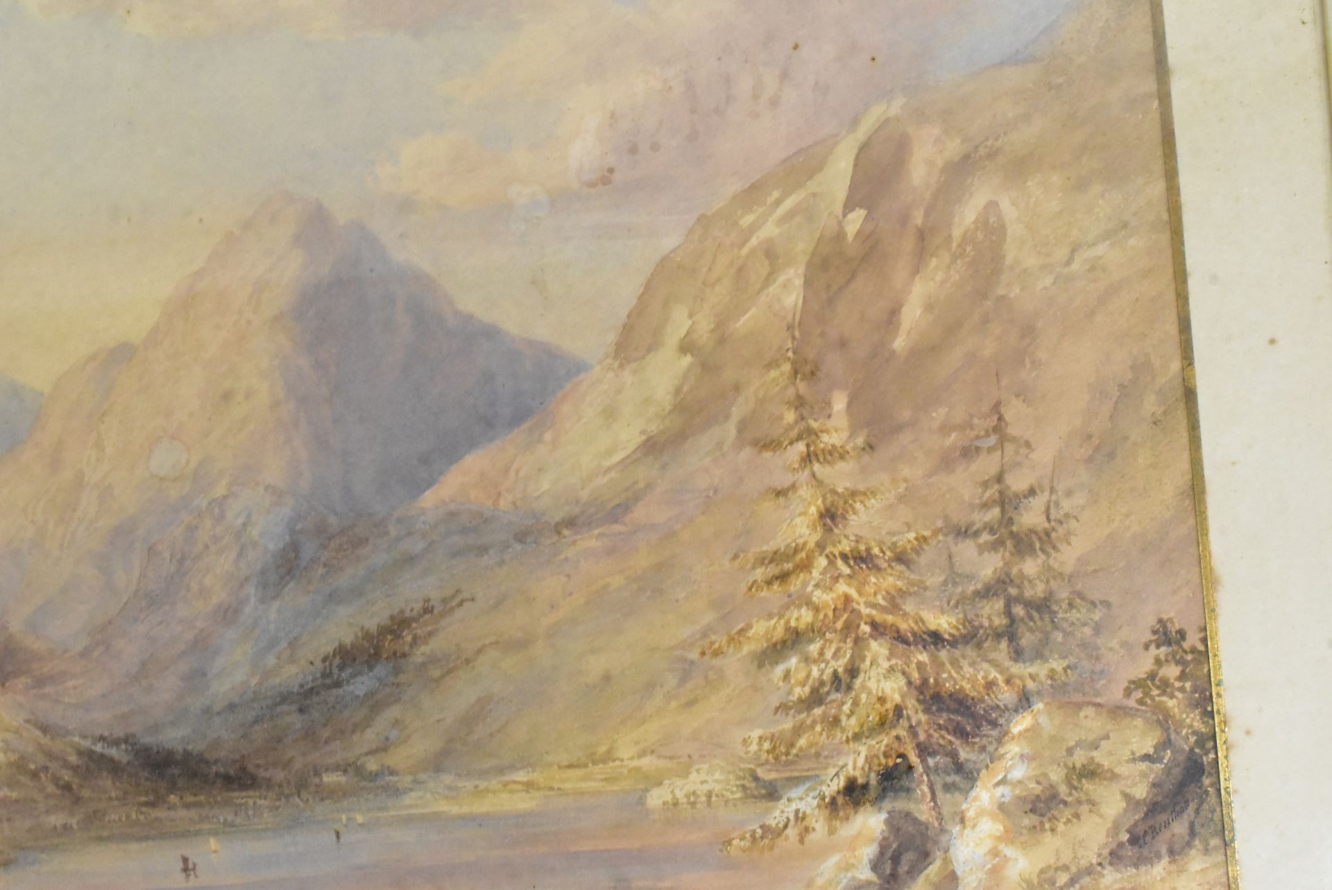 19TH CENTURY WATERCOLOUR MOUNTAIN LANDSCAPE SCENE - Bild 5 aus 6