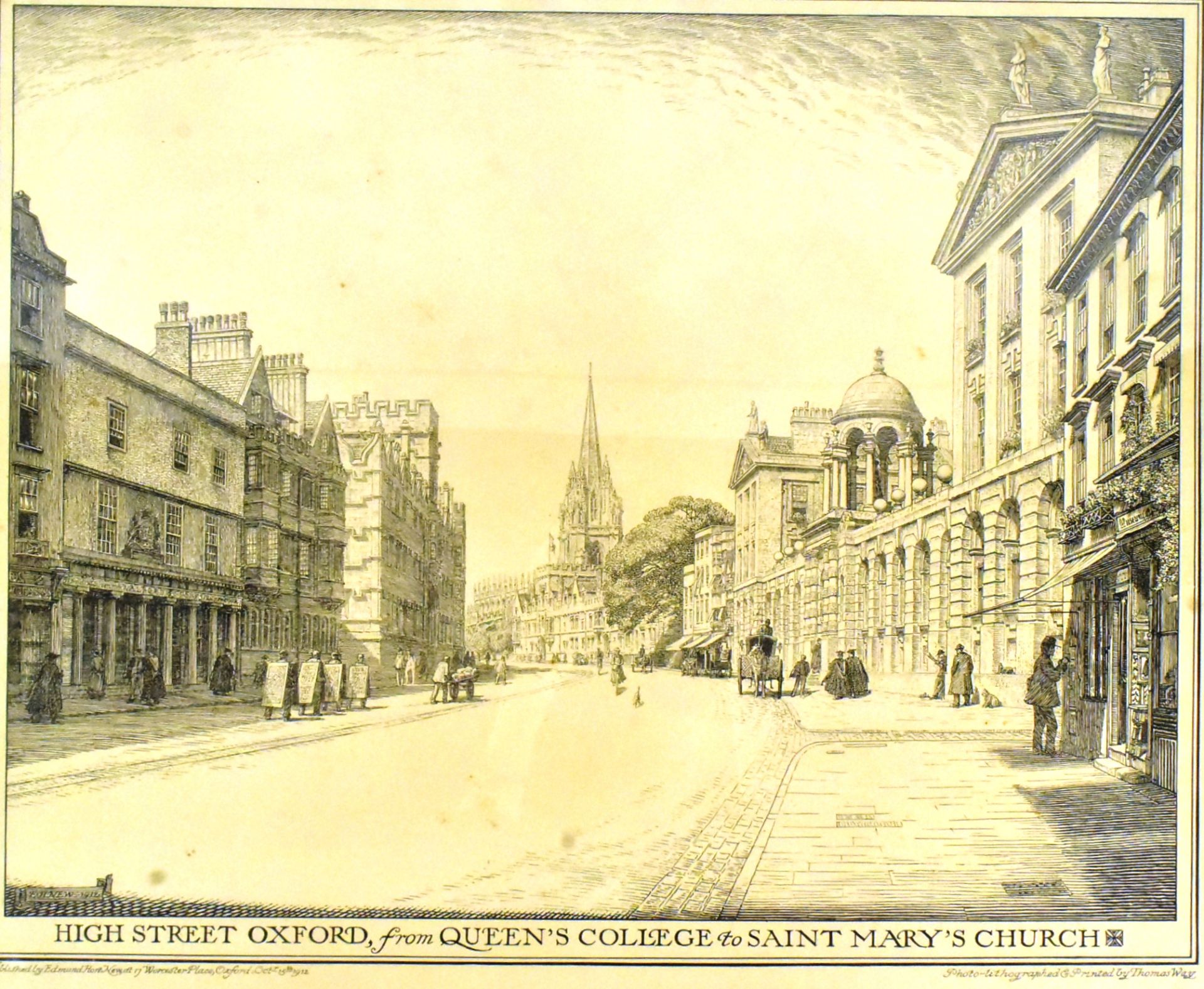 EDMUND HORT NEW - PHOTO LITHOGRAPH PRINT OF HIGH STREET OXFORD - Image 2 of 5
