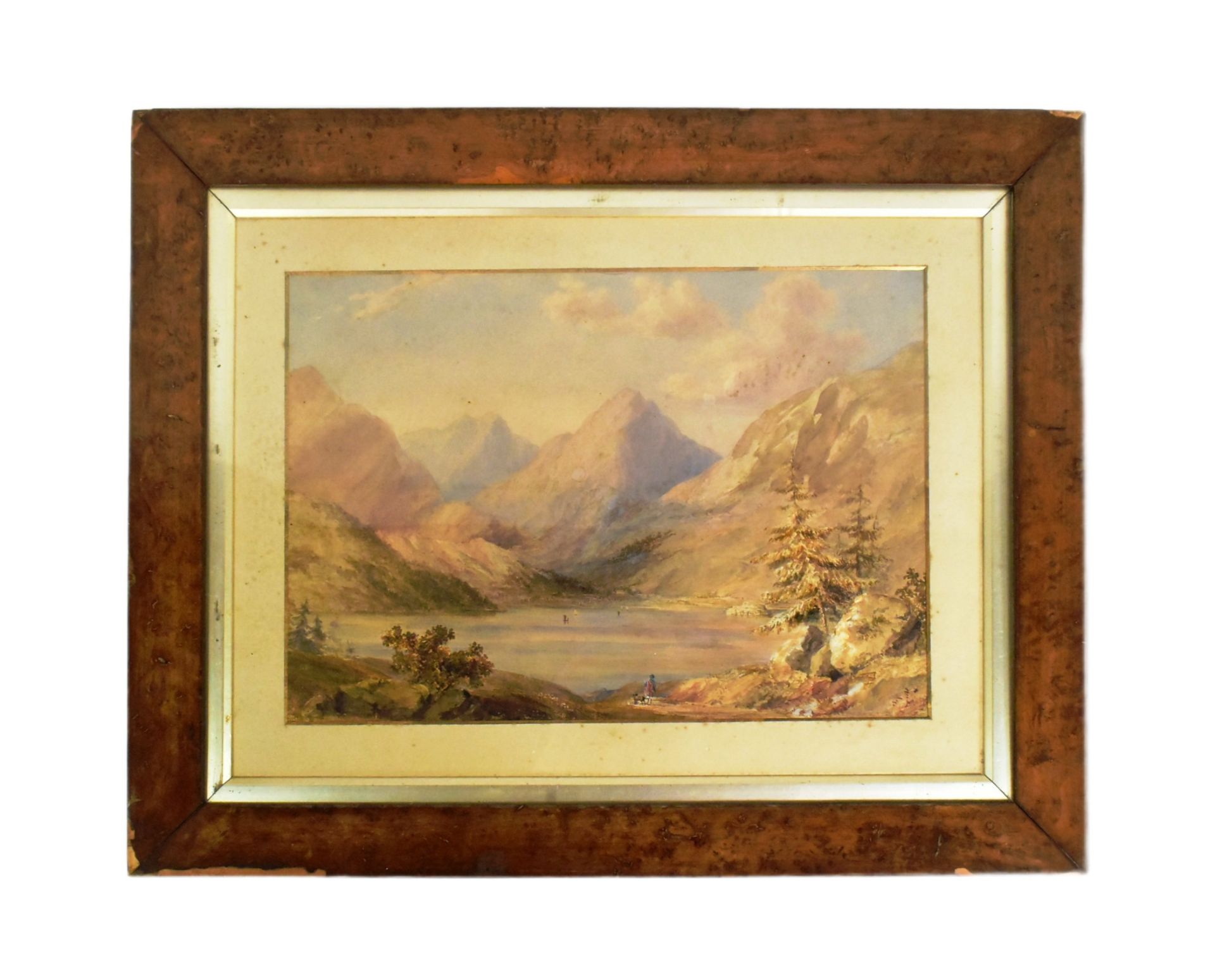 19TH CENTURY WATERCOLOUR MOUNTAIN LANDSCAPE SCENE