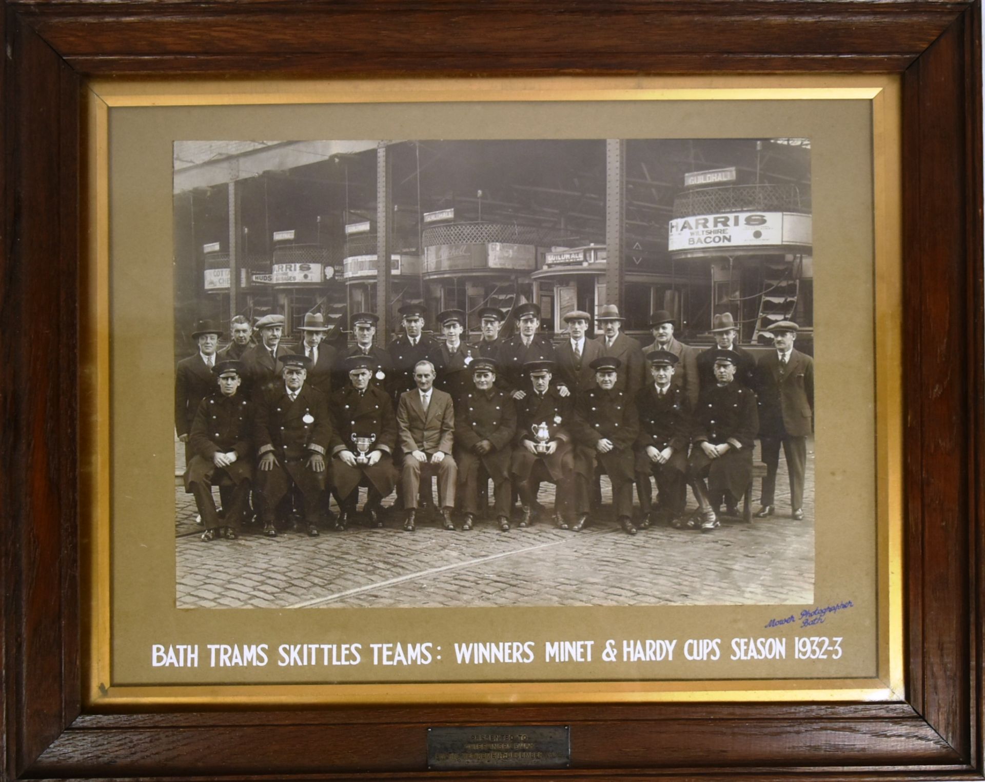 BATH TRAMS SKITTLES TEAM 1932-3 FRAMED PHOTOGRAPH