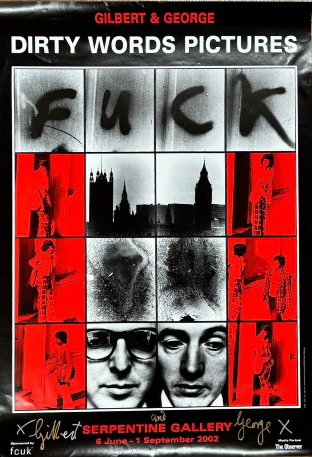 GILBERT & GEORGE - SIGNED DIRTY WORDS 2002 EXHIBITION POSTER