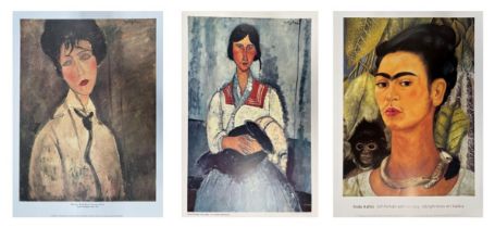 THREE GALLERY POSTERS AFTER FRIDA KAHLO & AMEDEO MODIGLIANI