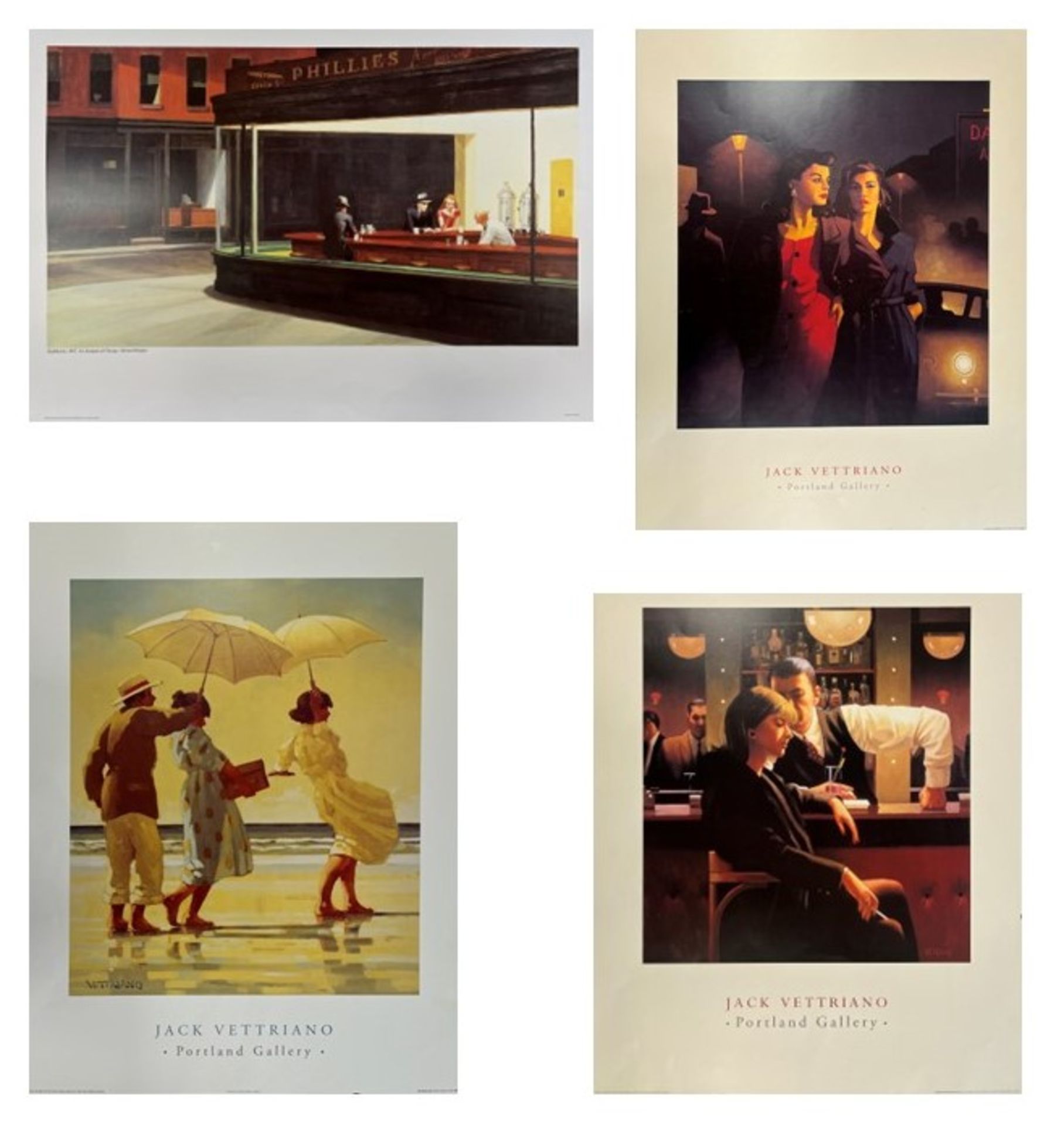 THREE VINTAGE 1990S JACK VETTRIANO GALLERY POSTERS T/W ANOTHER