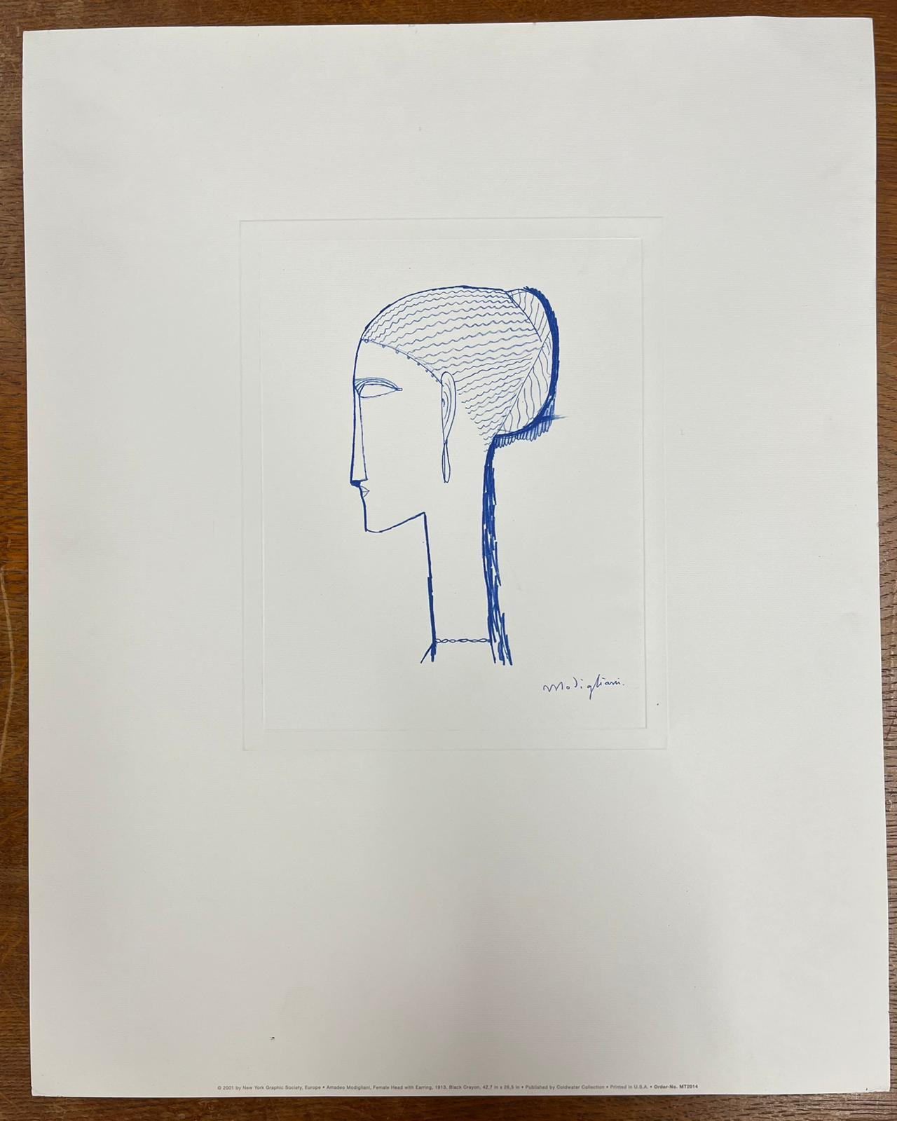 AFTER AMEDEO MODIGLIANI (1884-1920) - FEMALE HEAD WITH EARRING - Image 2 of 5