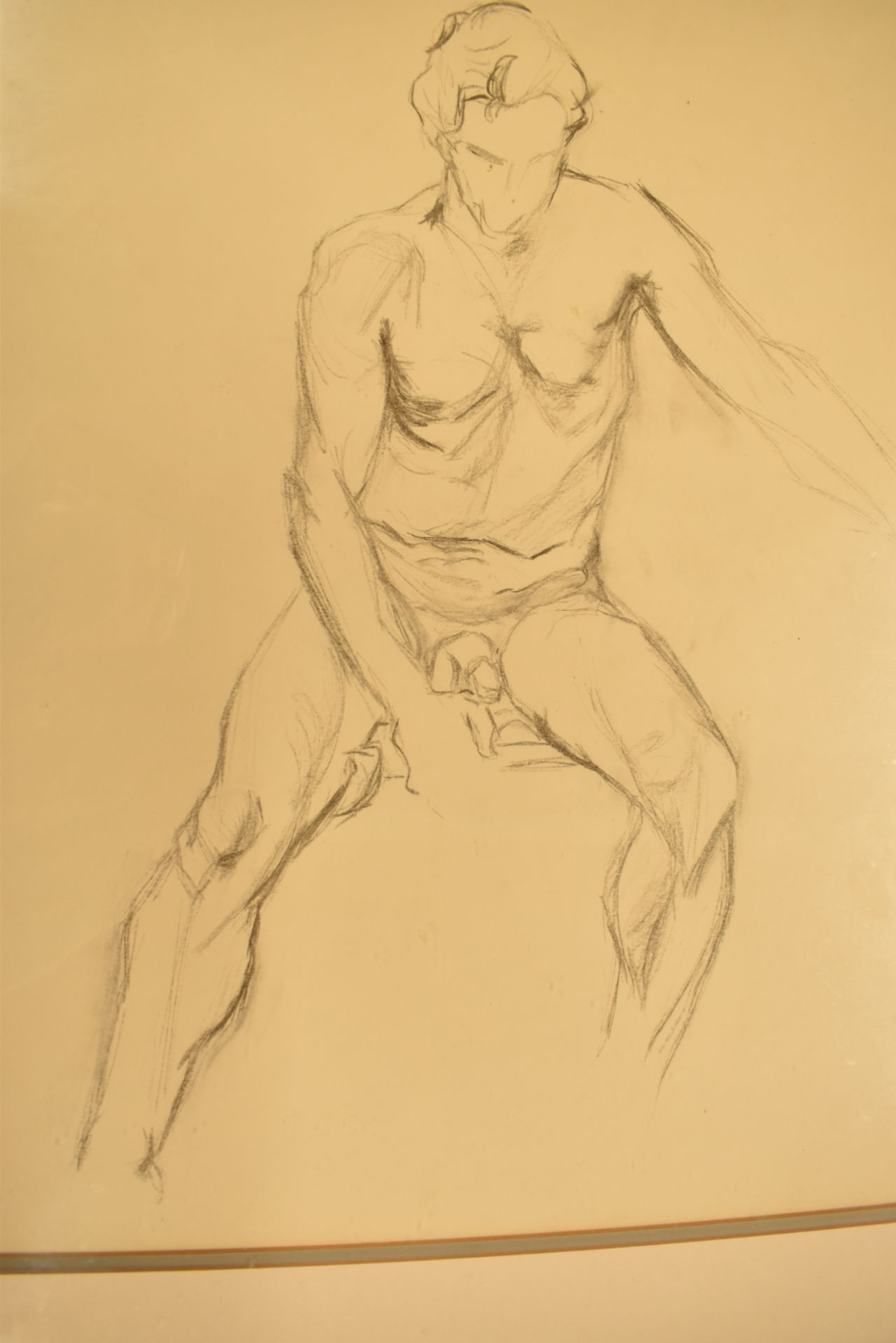 THREE 20TH CENTURY CHARCOAL ON PAPER NUDE LIFE DRAWINGS - Image 5 of 9
