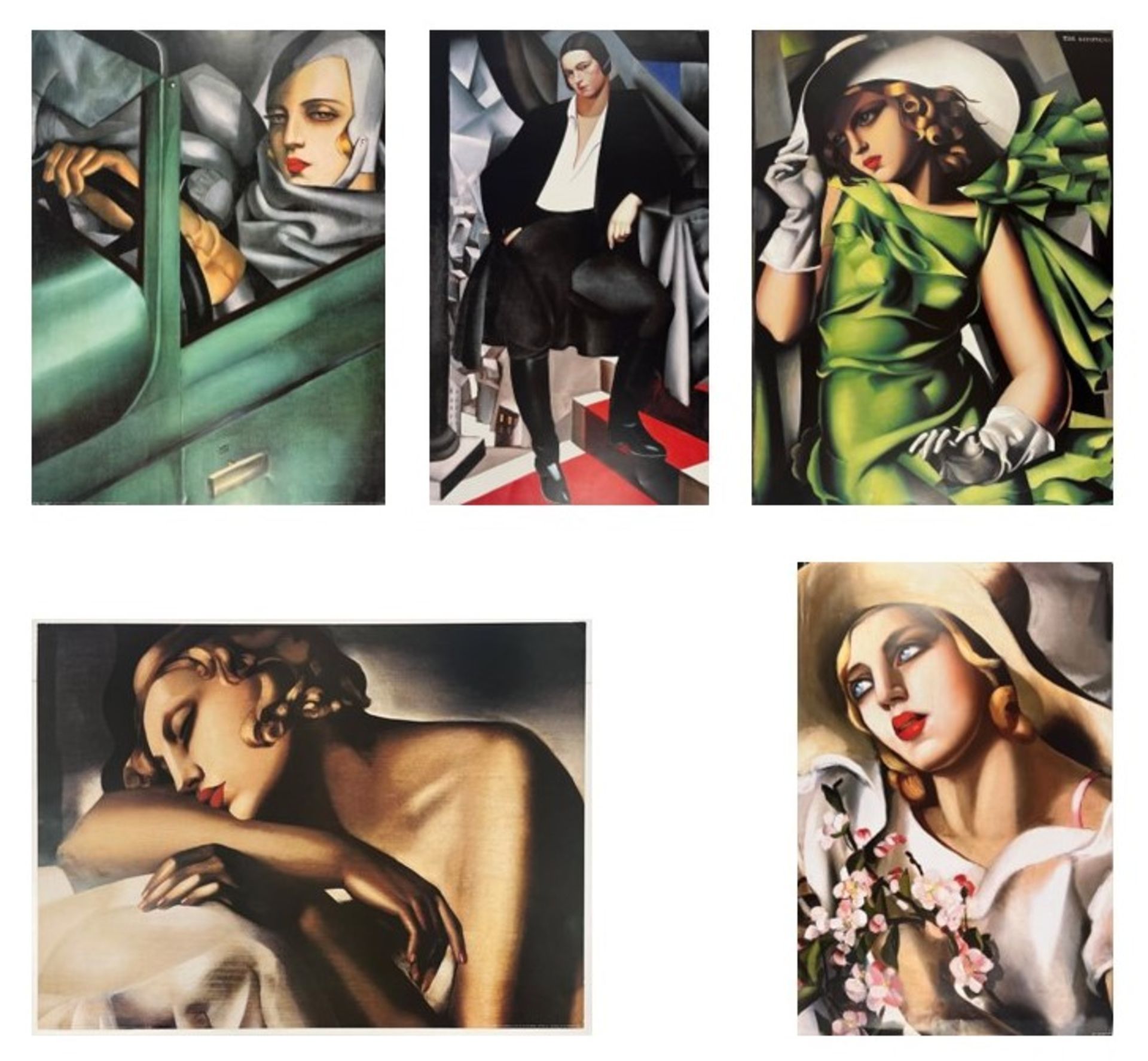 TAMARA D LEMPICKA - YOUNG GIRL IN GREEN & OTHER FOUR POSTERS (5)