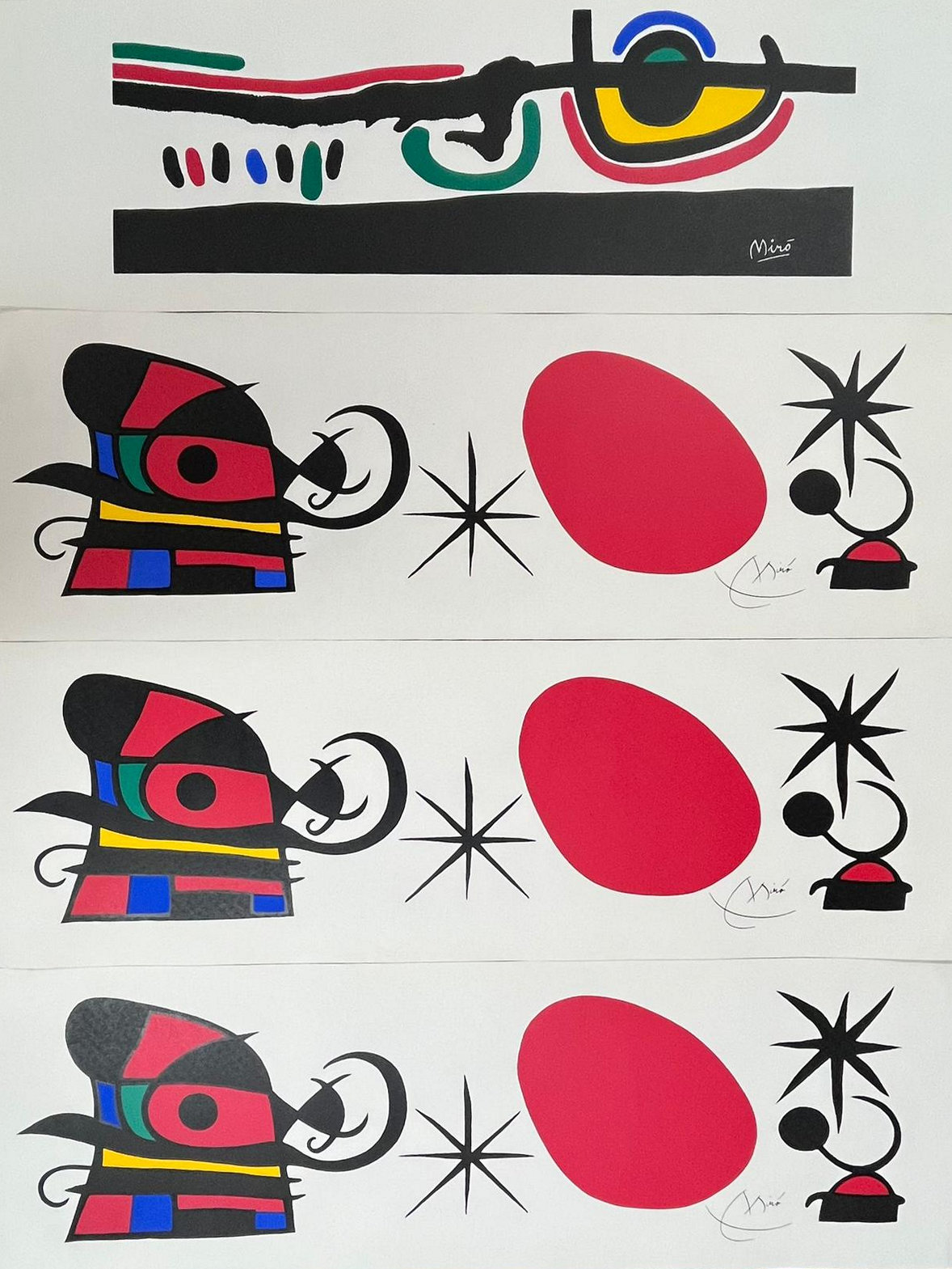 NINE VINTAGE LITHOGRAPHS COMPOSITIONS AFTER JOAN MIRO - Image 3 of 8