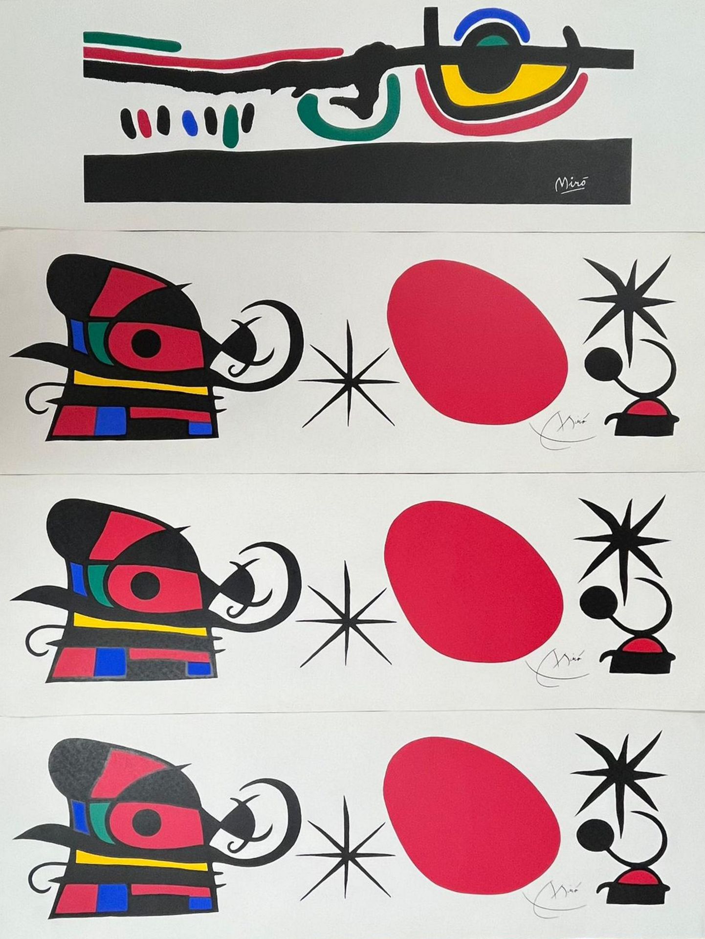 NINE VINTAGE LITHOGRAPHS COMPOSITIONS AFTER JOAN MIRO - Bild 3 aus 8