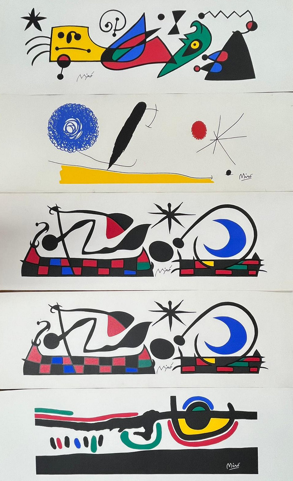 NINE VINTAGE LITHOGRAPHS COMPOSITIONS AFTER JOAN MIRO - Image 2 of 8