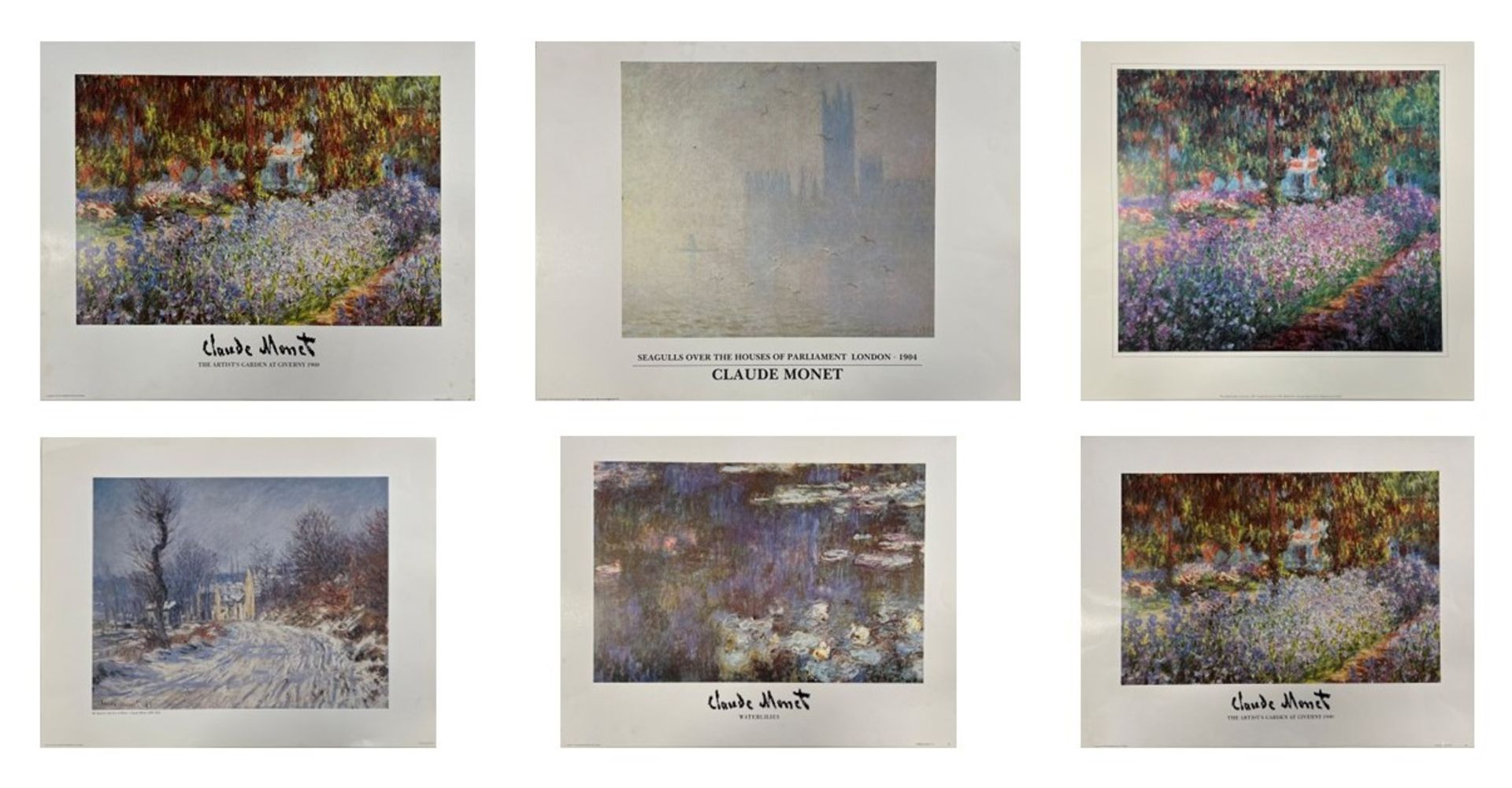 SIX VINTAGE GALLERY POSTER AFTER CLAUDE MONET