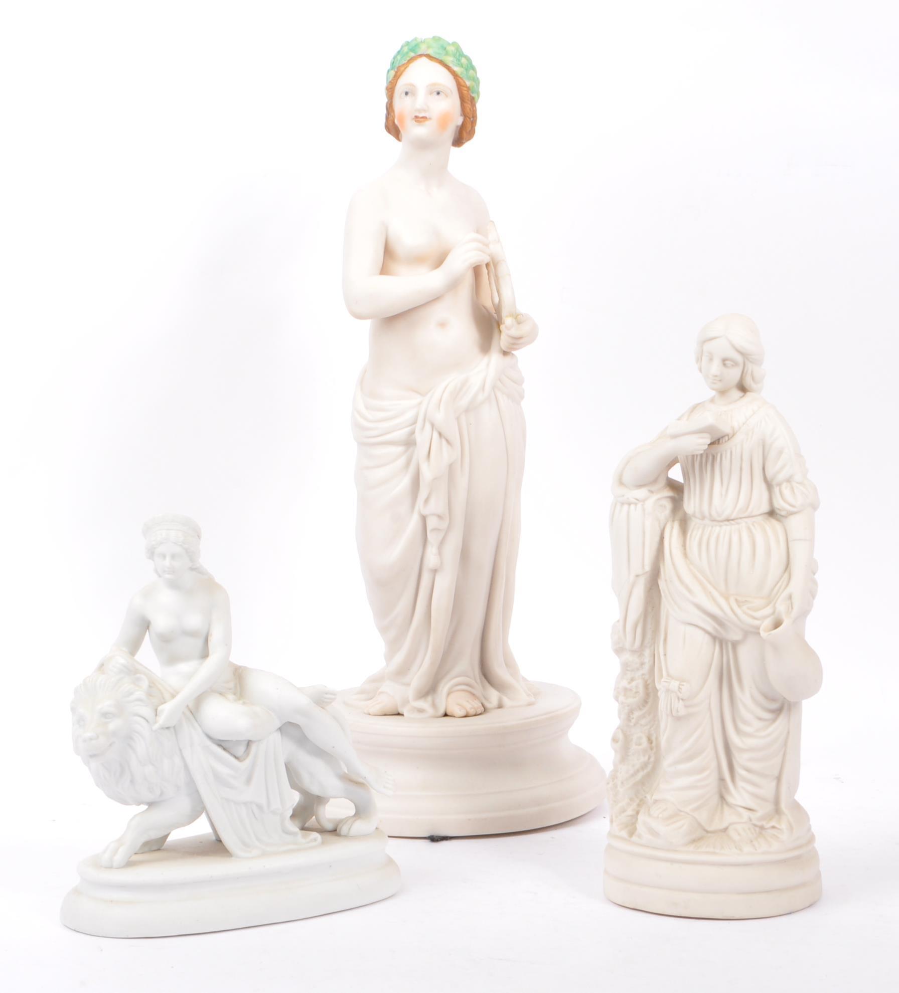THREE VINTAGE 20TH CENTURY WHITE PORCELAIN STATUES - Image 4 of 11