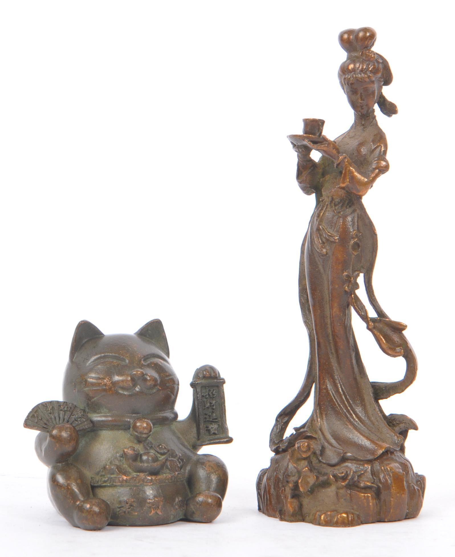 TWO CHINESE BRONZE FIGURE ORNAMENTS