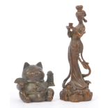 TWO CHINESE BRONZE FIGURE ORNAMENTS