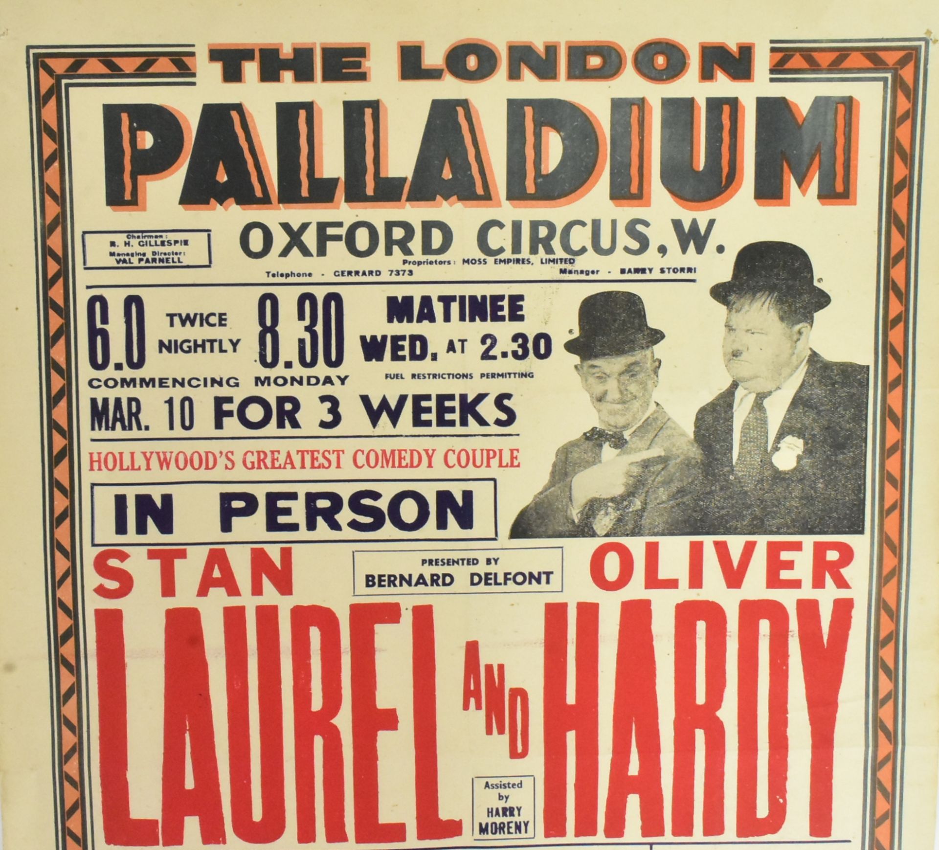 1940S THEATRE POSTER – LAUREL & HARDY - LONDON PALLADIUM - Bild 2 aus 3