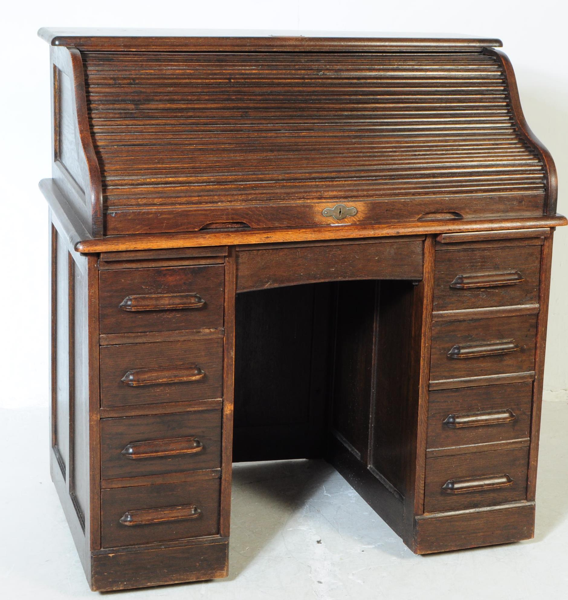 EARLY 20TH CENTURY ART DECO ROLL TOP WRITING DESK